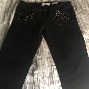 Paige Exclusively for Bloomingdale’s silver spiked black skinny jeans!